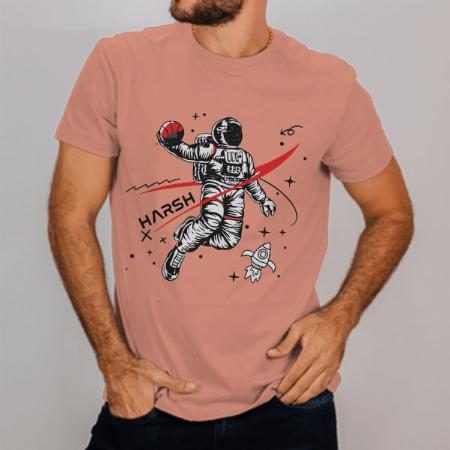 Play in Space Customized Printed Men's Half Sleeves Cotton T-Shirt