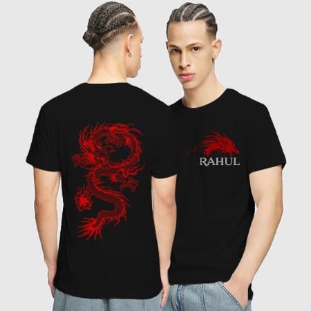 Red Dragon Customized Printed Men's Half Sleeves Cotton T-Shirt