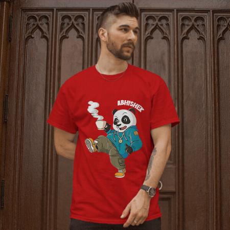 Cool Panda Customized Printed Men's Half Sleeves Cotton T-Shirt