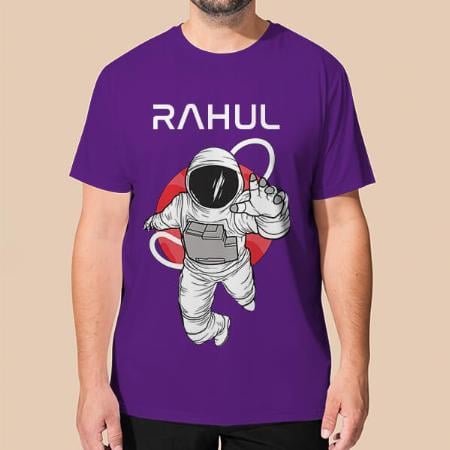 Astronaut Customized Printed Men's Half Sleeves Cotton T-Shirt