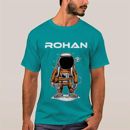 Cool Astronaut Customized Printed Men's Half Sleeves Cotton T-Shirt