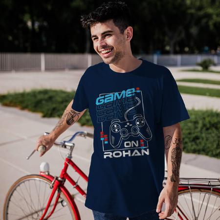 Game On Customized Printed Men's Half Sleeves Cotton T-Shirt