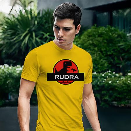 Dino Name Customized Printed Men's Half Sleeves Cotton T-Shirt