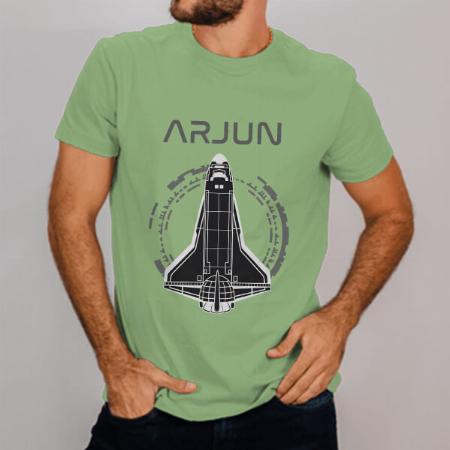 Space Shuttle with Name Customized Printed Men's Half Sleeves Cotton T-Shirt