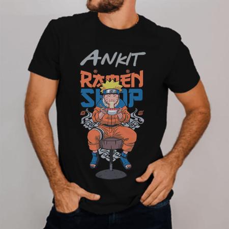 Ramen Shop Customized Printed Men's Half Sleeves Cotton T-Shirt