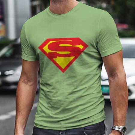 Superhero Initials Customized Printed Men's Half Sleeves Cotton T-Shirt