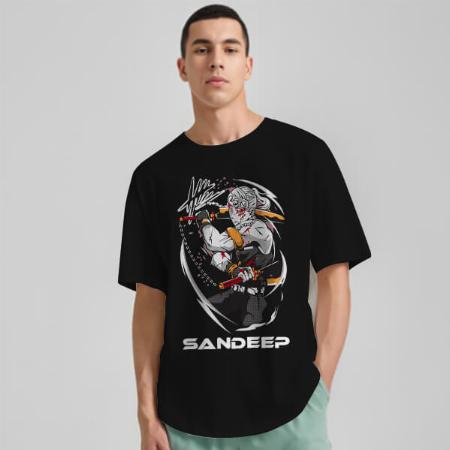 Warrior Oversized Hip Hop Customized Printed Men's Half Sleeves Cotton T-Shirt