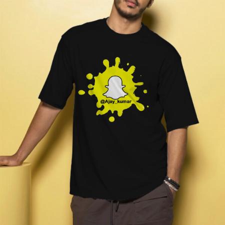 Snap ID Oversized Hip Hop Customized Printed Men's Half Sleeves Cotton T-Shirt