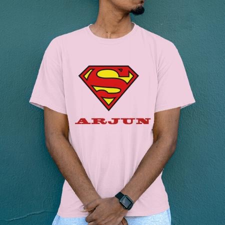 Superhero Name Oversized Hip Hop Customized Printed Men's Half Sleeves Cotton T-Shirt