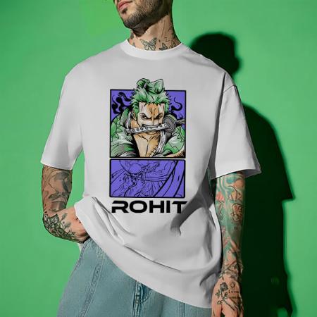 Samurai Oversized Hip Hop Customized Printed Men's Half Sleeves Cotton T-Shirt