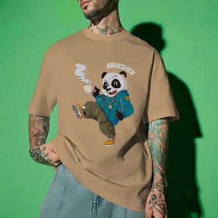 Cool Panda Oversized Hip Hop Customized Printed Men's Half Sleeves Cotton T-Shirt