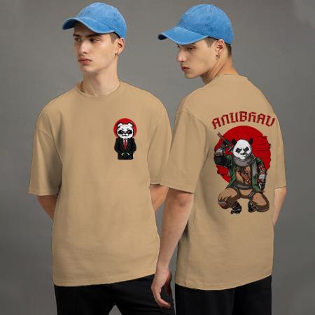 Panda Boss Oversized Hip Hop Customized Printed Men's Half Sleeves Cotton T-Shirt