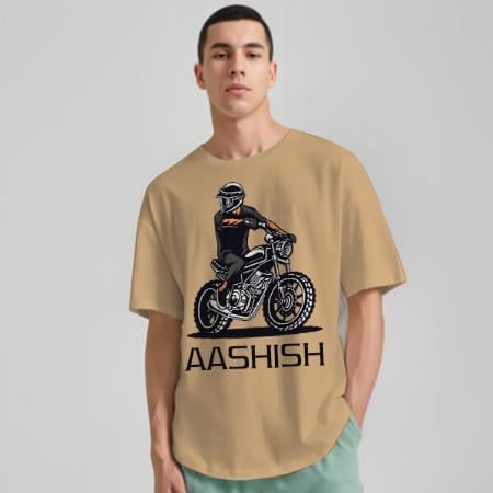 Biker Oversized Hip Hop Customized Printed Men's Half Sleeves Cotton T-Shirt