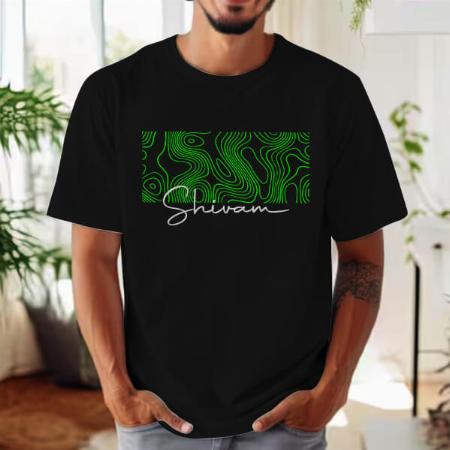 Neon Green Oversized Hip Hop Customized Printed Men's Half Sleeves Cotton T-Shirt