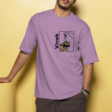 Drop Name Oversized Hip Hop Customized Printed Men's Half Sleeves Cotton T-Shirt
