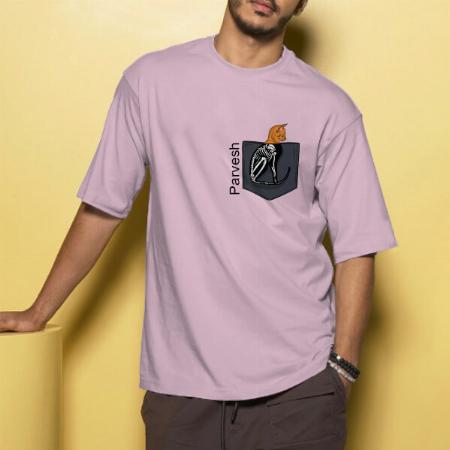 X-Ray Pocket Oversized Hip Hop Customized Printed Men's Half Sleeves Cotton T-Shirt