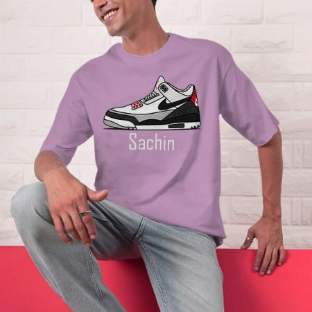Cool Sneakers Oversized Hip Hop Customized Printed Men's Half Sleeves Cotton T-Shirt