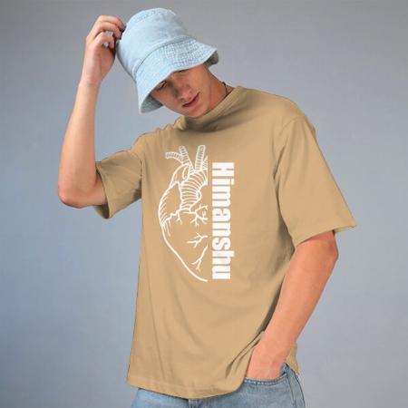 Open Heart Oversized Hip Hop Customized Printed Men's Half Sleeves Cotton T-Shirt