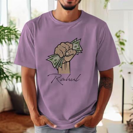 Money Oversized Hip Hop Customized Printed Men's Half Sleeves Cotton T-Shirt