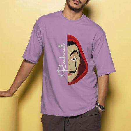 Half Face Oversized Hip Hop Customized Printed Men's Half Sleeves Cotton T-Shirt