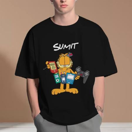 Gamer Oversized Hip Hop Customized Printed Men's Half Sleeves Cotton T-Shirt