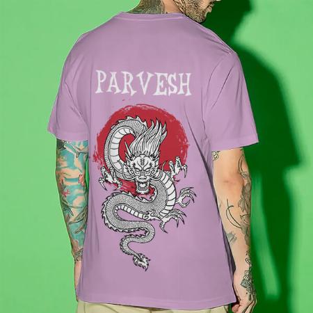 Oriental Dragon Oversized Hip Hop Customized Printed Men's Half Sleeves Cotton T-Shirt