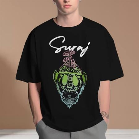Green Monkey Oversized Hip Hop Customized Printed Men's Half Sleeves Cotton T-Shirt
