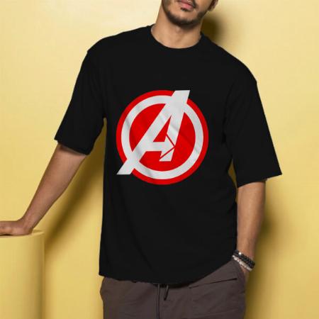 Superhero Initials Oversized Hip Hop Customized Printed Men's Half Sleeves Cotton T-Shirt