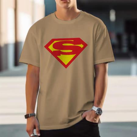 Superhero Initials Oversized Hip Hop Customized Printed Men's Half Sleeves Cotton T-Shirt