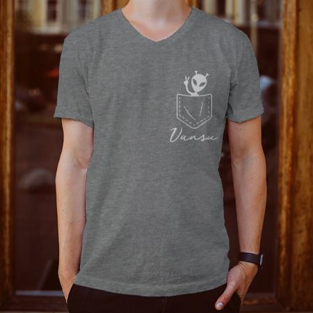 Name Initial V Neck Customized Printed Men's Half Sleeves Cotton T-Shirt