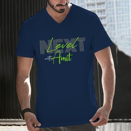 Next Level V Neck Customized Printed Men's Half Sleeves Cotton T-Shirt