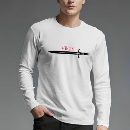 Fierce Sword V Neck Customized Printed Men's Half Sleeves Cotton T-Shirt