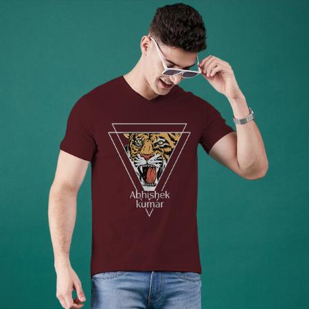 Unbeatable V Neck Customized Printed Men's Half Sleeves Cotton T-Shirt