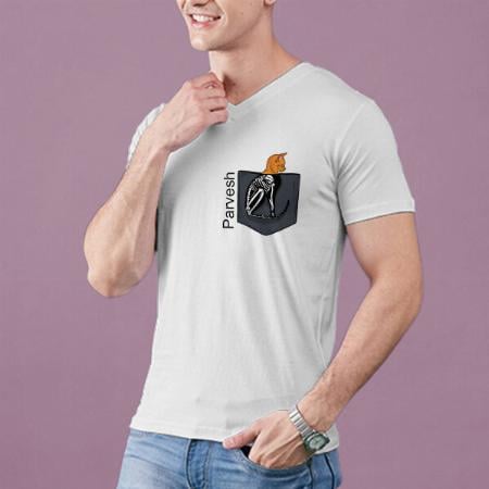 X-Ray Pocket V Neck Customized Printed Men's Half Sleeves Cotton T-Shirt