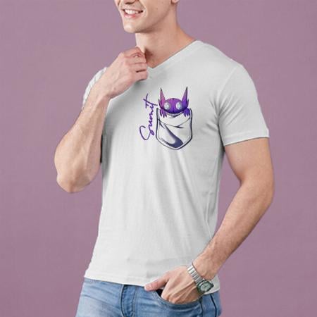 Pocket Monster V Neck Customized Printed Men's Half Sleeves Cotton T-Shirt