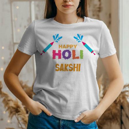 Happy Holi Customized Printed Unisex Half Sleeves T-Shirt for Men & Women