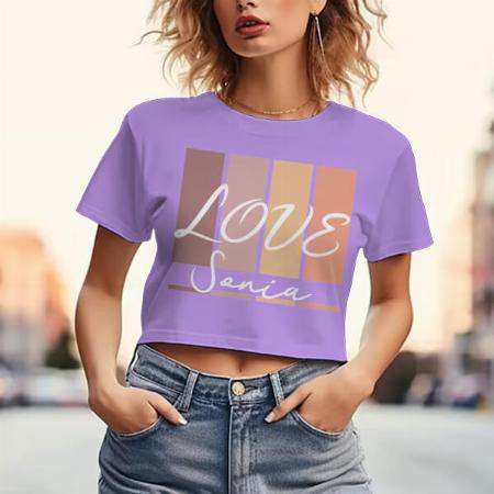 Shades of Love Customized Printed Women's Half Sleeves Cotton Crop Top T-Shirt