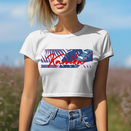 Tropical Vibes Customized Printed Women's Half Sleeves Cotton Crop Top T-Shirt
