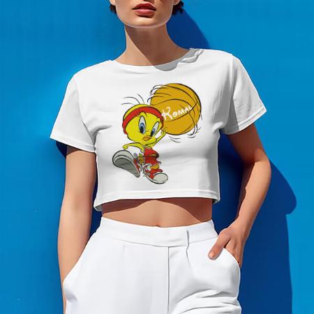 Cute Girl Customized Printed Women's Half Sleeves Cotton Crop Top T-Shirt