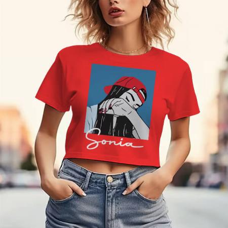 Rockstar Customized Printed Women's Half Sleeves Cotton Crop Top T-Shirt