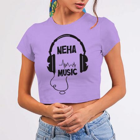 Music Customized Printed Women's Half Sleeves Cotton Crop Top T-Shirt