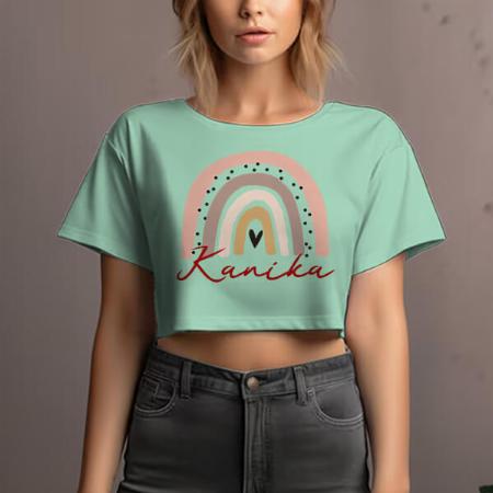 Rainbow Customized Printed Women's Half Sleeves Cotton Crop Top T-Shirt