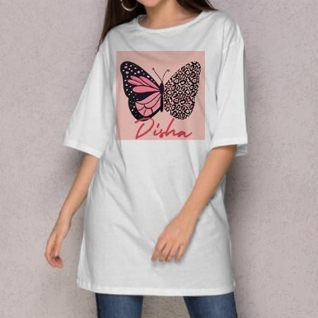Butterfly Customized Printed Women's Long Top Knee Length Quarter Sleeves Dress