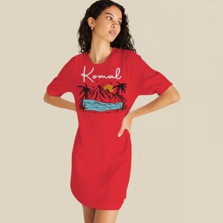 Holiday Vibes Customized Printed Women's Long Top Knee Length Quarter Sleeves Dress