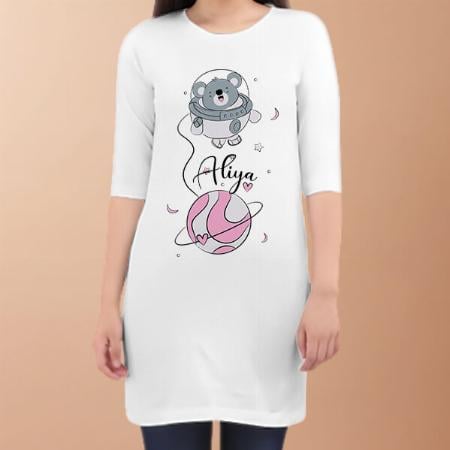 Cute Astro Customized Printed Women's Long Top Knee Length Quarter Sleeves Dress
