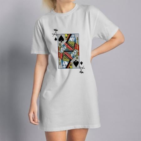 Playing Card Customized Printed Women's Long Top Knee Length Quarter Sleeves Dress