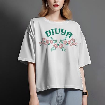 Flowers Oversized Hip Hop Customized Printed Women's Half Sleeves Cotton T-Shirt