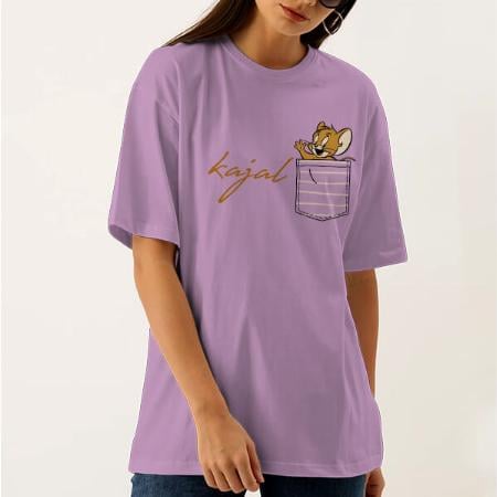 Pocket Design Oversized Hip Hop Customized Printed Women's Half Sleeves Cotton T-Shirt