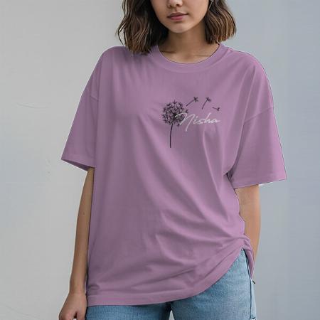 Minimal Flowers Oversized Hip Hop Customized Printed Women's Half Sleeves Cotton T-Shirt
