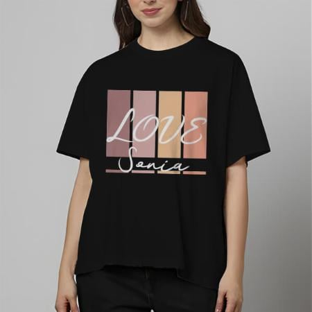 Shades of Love Oversized Hip Hop Customized Printed Women's Half Sleeves Cotton T-Shirt